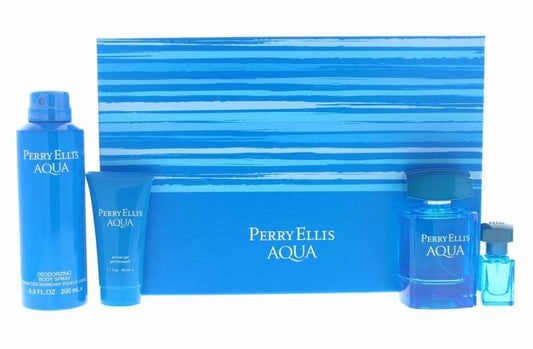 PERRY ELLIS AQUA(M)(HB)(LI FREE)4PC By  For MEN